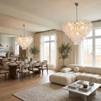 Oyster Colored Glass Chandelier