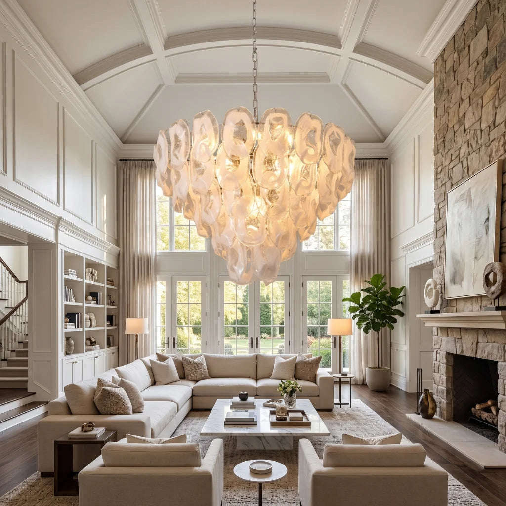 Oyster Colored Glass Chandelier