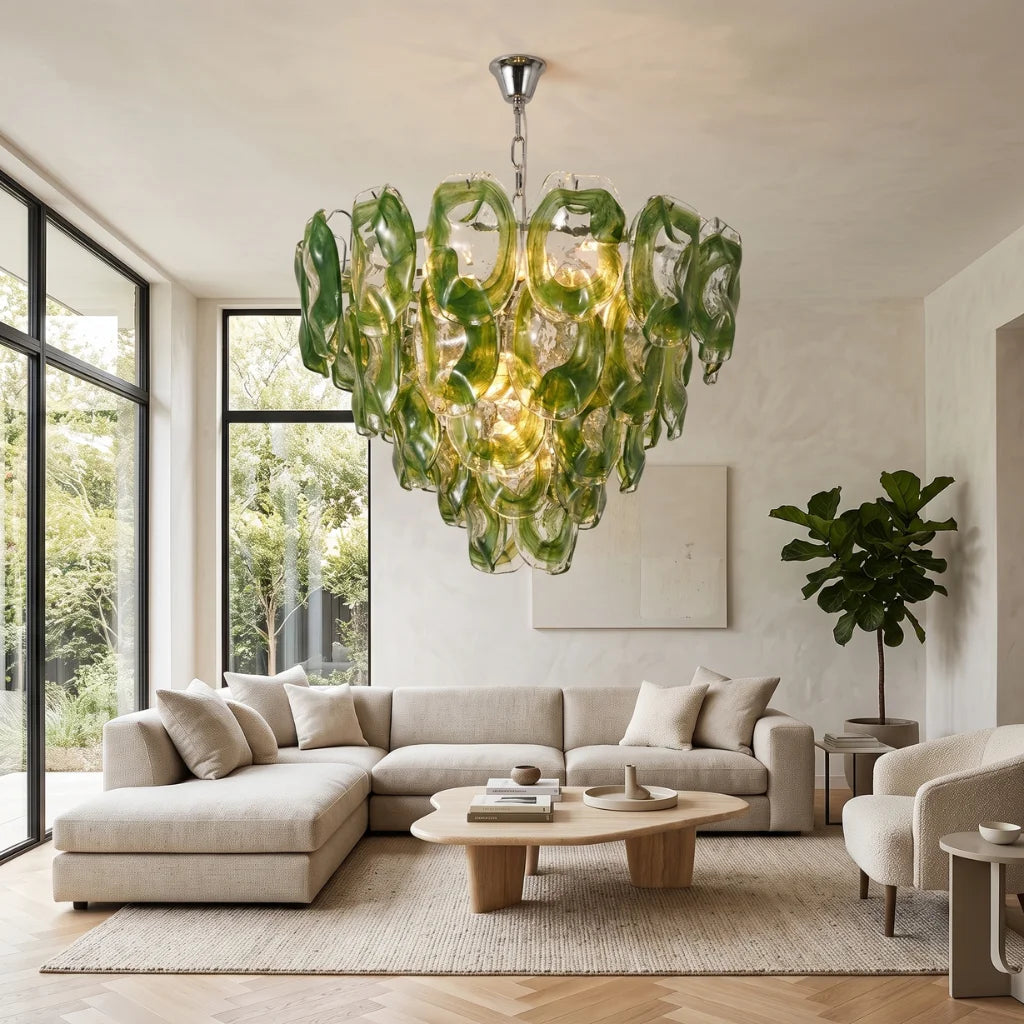 Oyster Colored Glass Chandelier