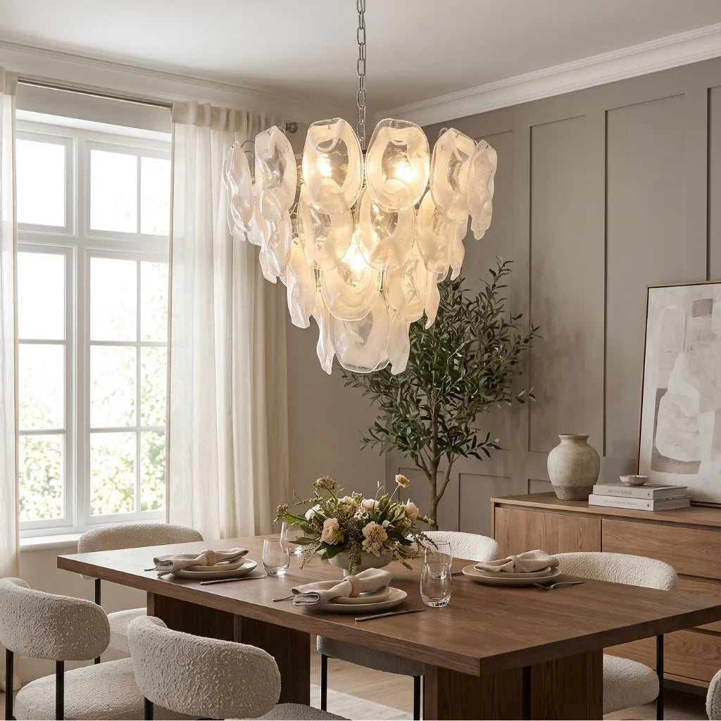 Oyster Colored Glass Chandelier