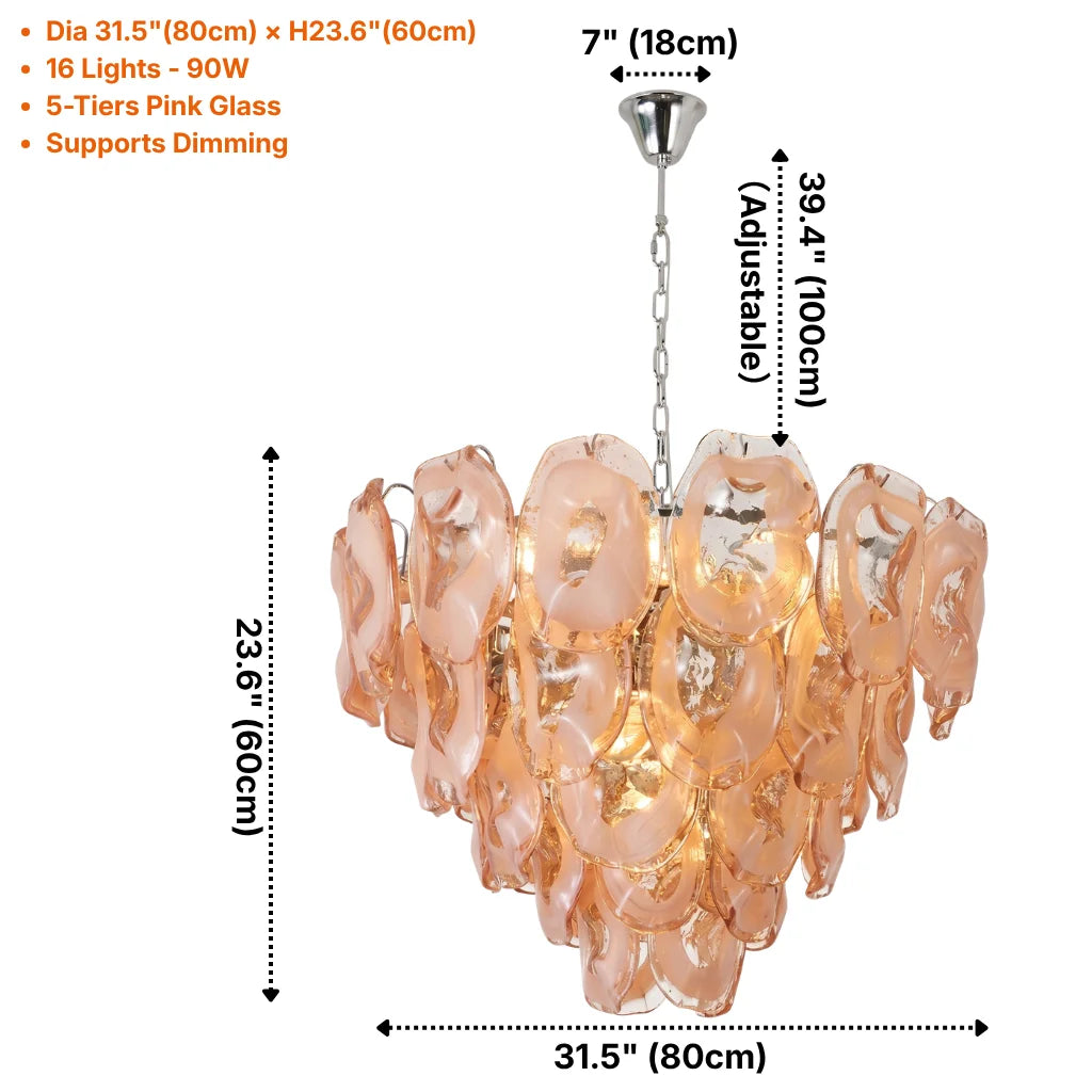 Oyster Colored Glass Chandelier