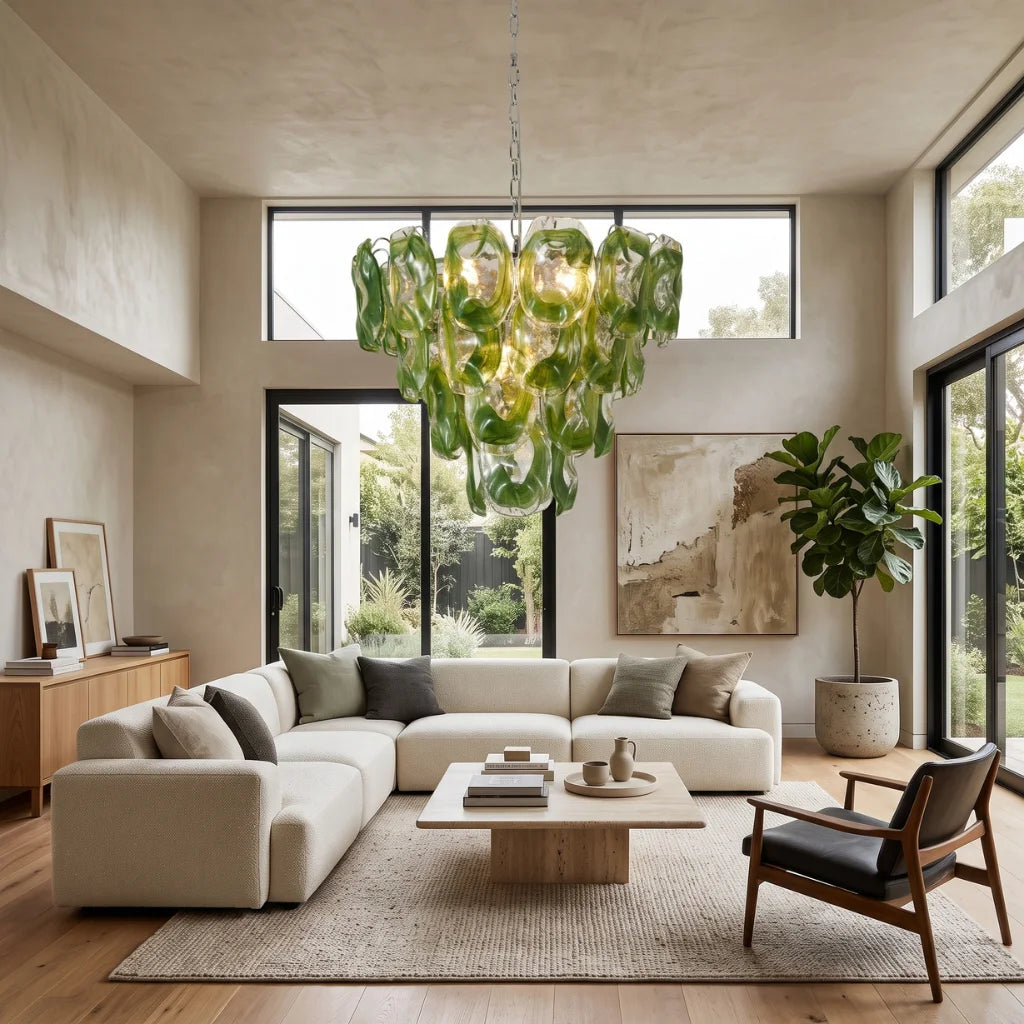 Oyster Colored Glass Chandelier