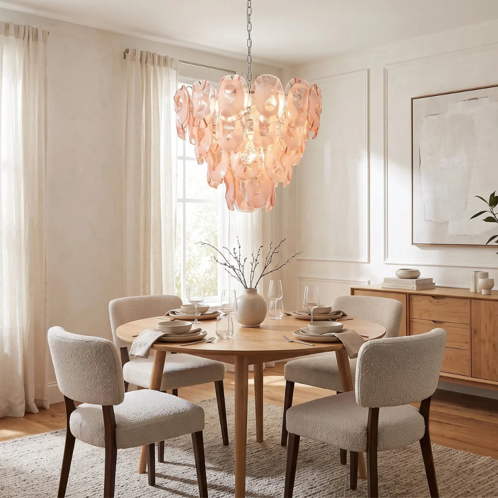 Oyster Colored Glass Chandelier