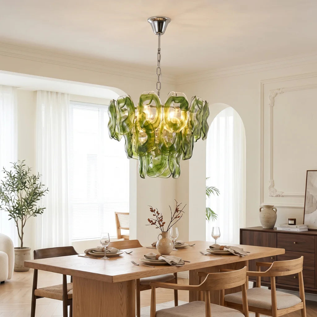 Oyster Colored Glass Chandelier