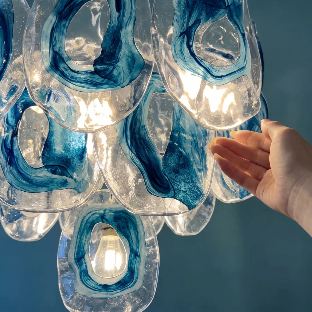 Oyster Colored Glass Chandelier
