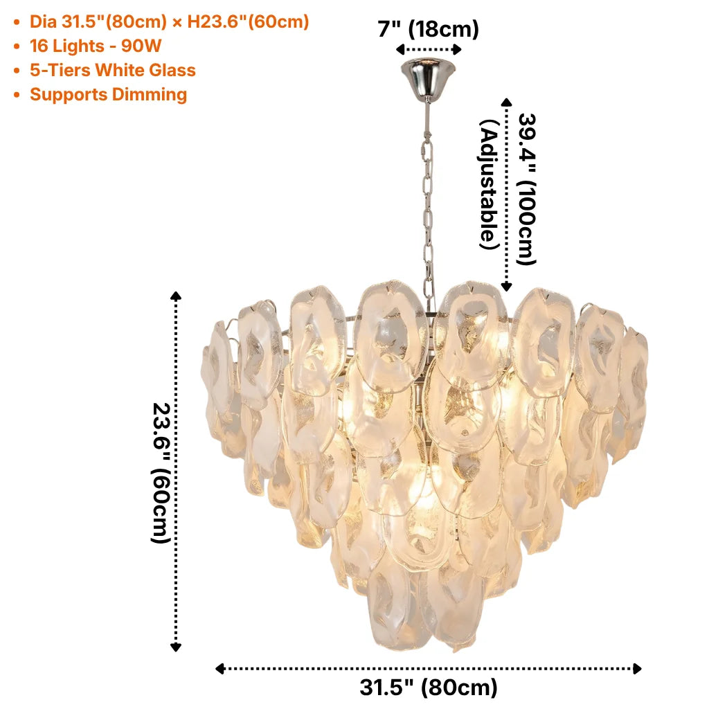 Oyster Colored Glass Chandelier