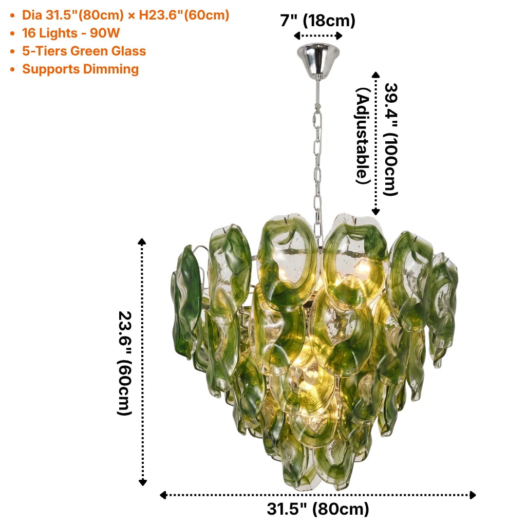 Oyster Colored Glass Chandelier