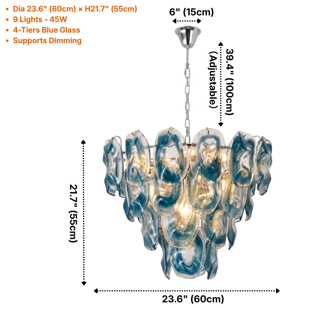 Oyster Colored Glass Chandelier