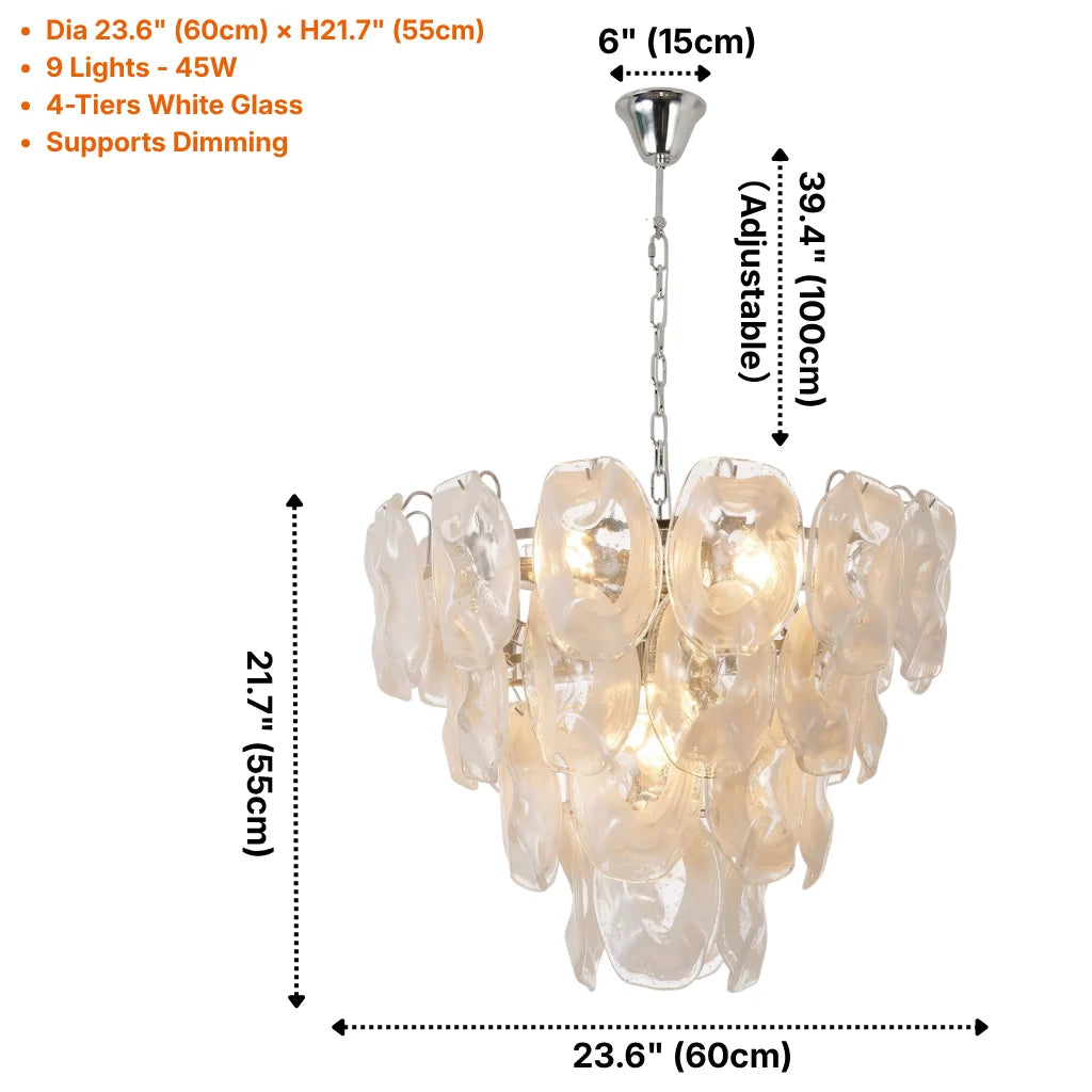 Oyster Colored Glass Chandelier