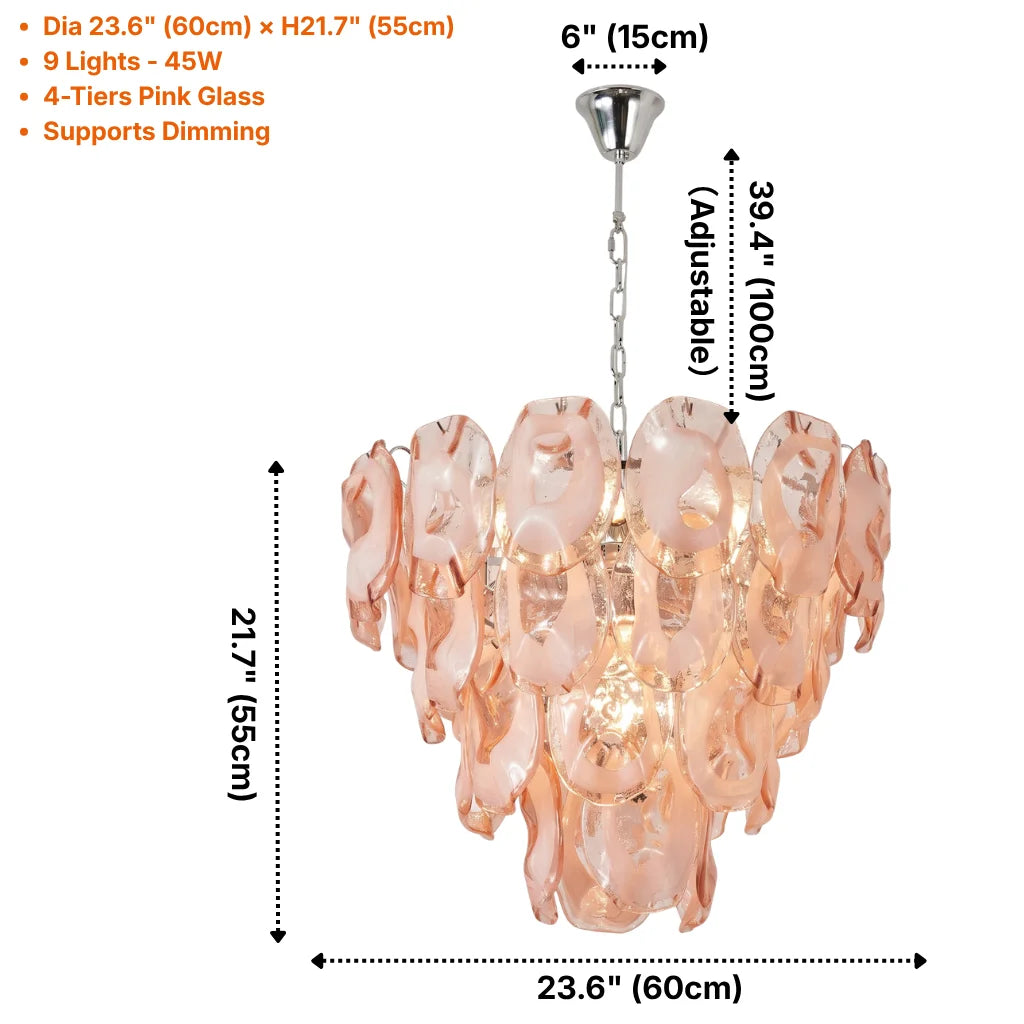 Oyster Colored Glass Chandelier