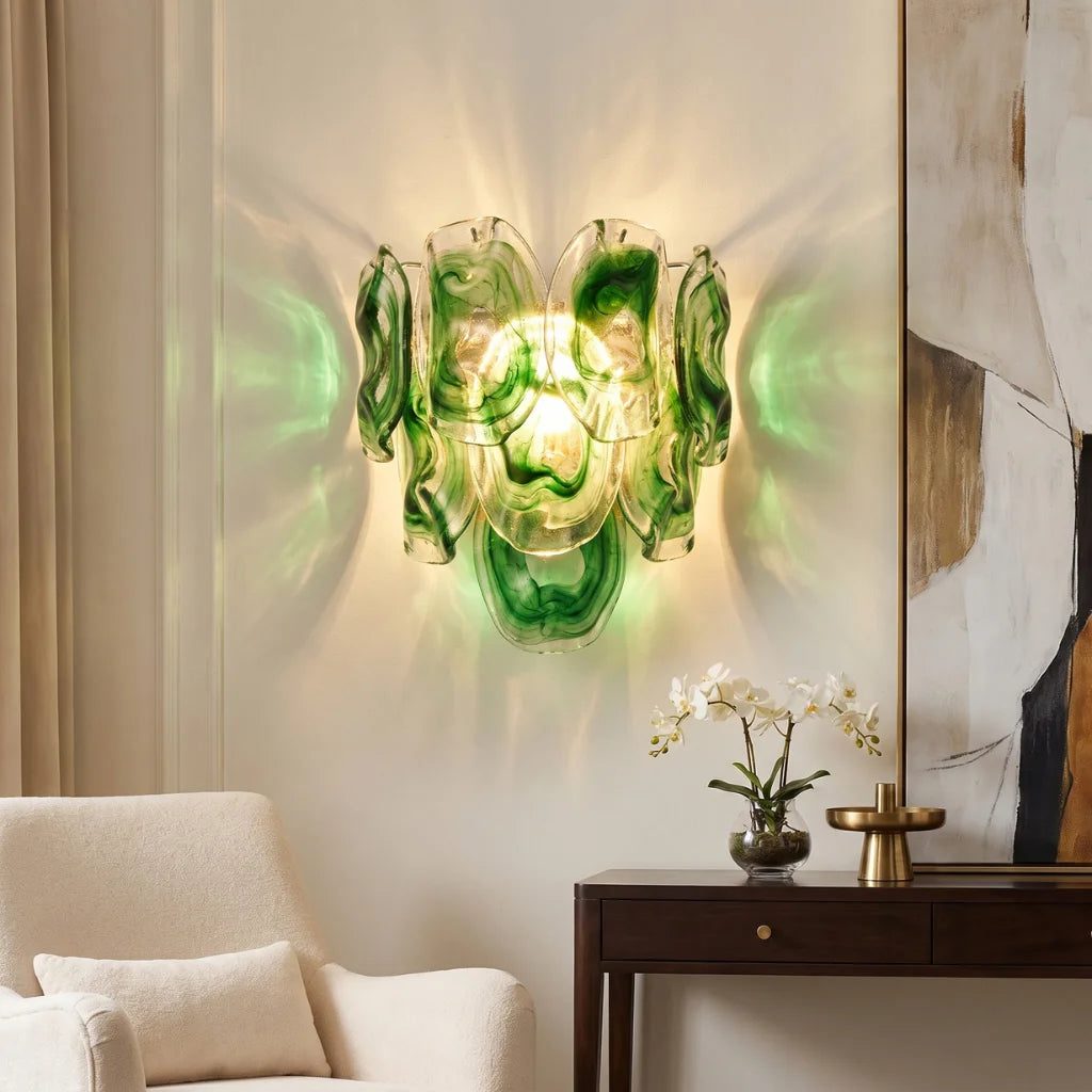 Oyster Colored Glass Wall Sconce