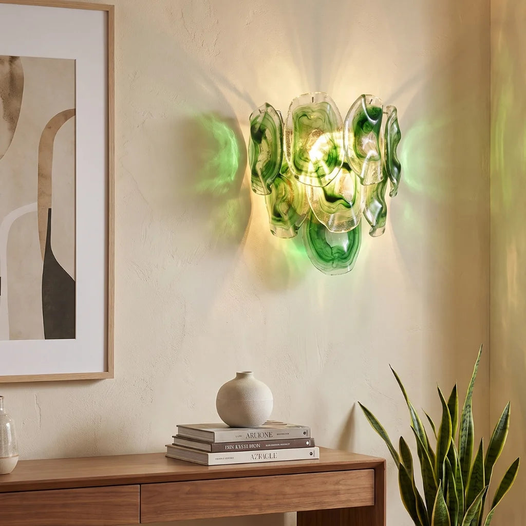 Oyster Colored Glass Wall Sconce