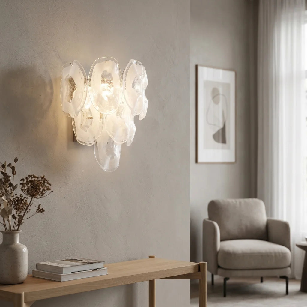 Oyster Colored Glass Wall Sconce