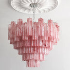 Tubular glass chandelier glass tube detail close-up