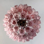 Tubular glass chandelier chrome frame detail close-up