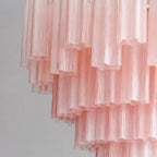 Tubular glass chandelier cloud red glass tube detail