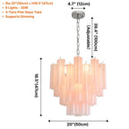 Tubular glass chandelier cloud white glass tube detail