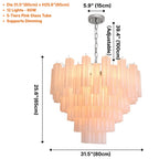 Tubular glass chandelier pink glass tube detail