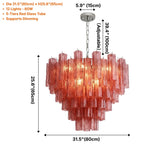 Tubular glass chandelier detail view