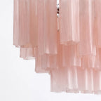 Tubular glass pendant light pink glass tube detail
