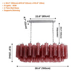 Tubular glass pendant light side angle view