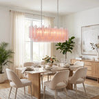 Tubular glass pendant light cloud red glass tube detail
