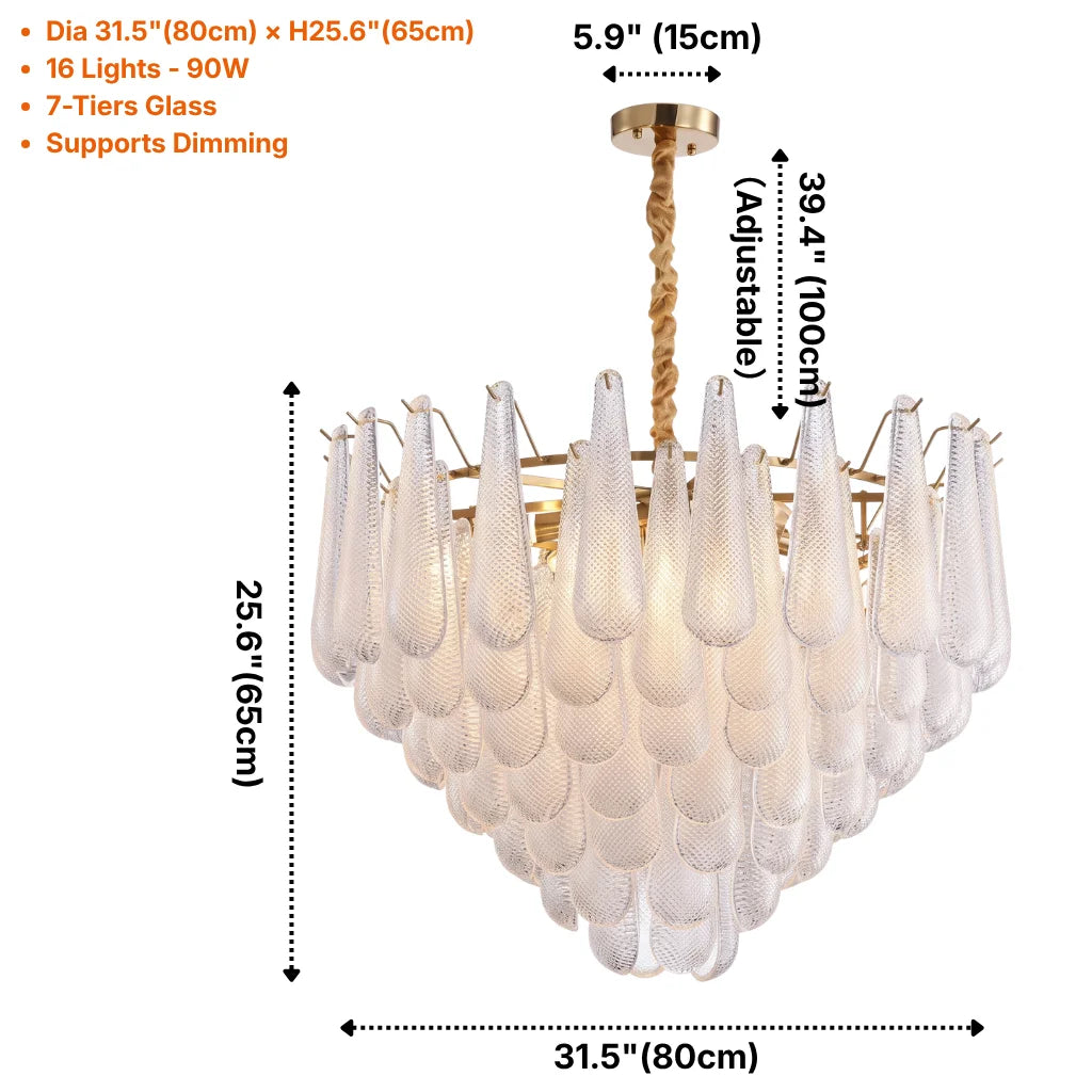 Tiered Teardrop Glass Chandelier
