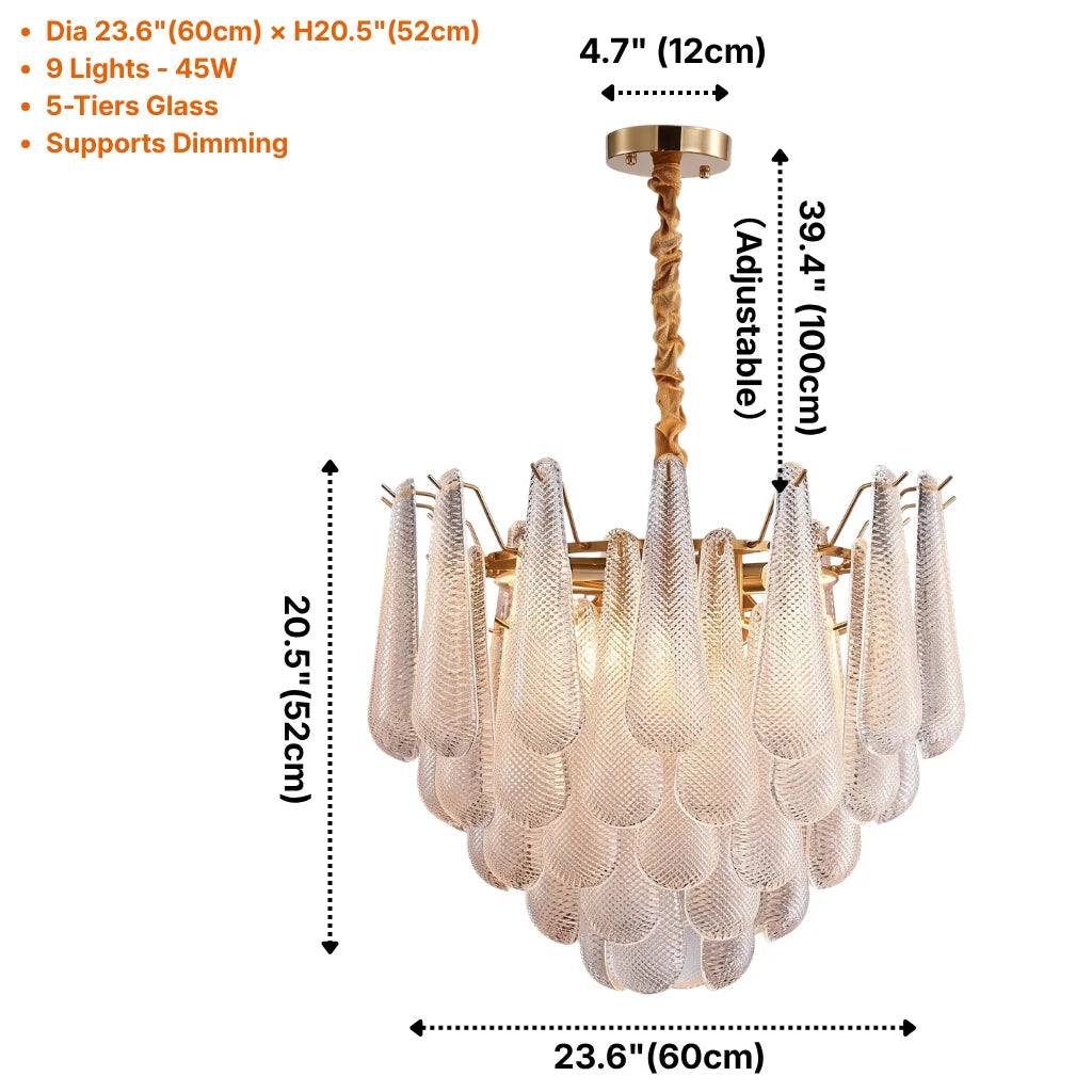 Tiered Teardrop Glass Chandelier