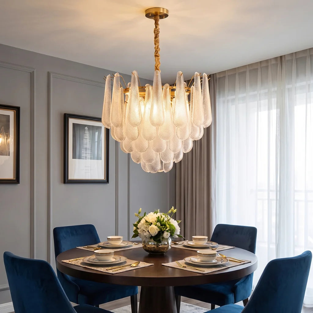 Tiered Teardrop Glass Chandelier