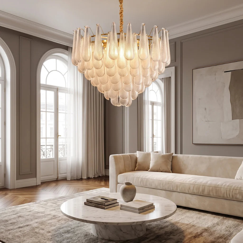 Tiered Teardrop Glass Chandelier