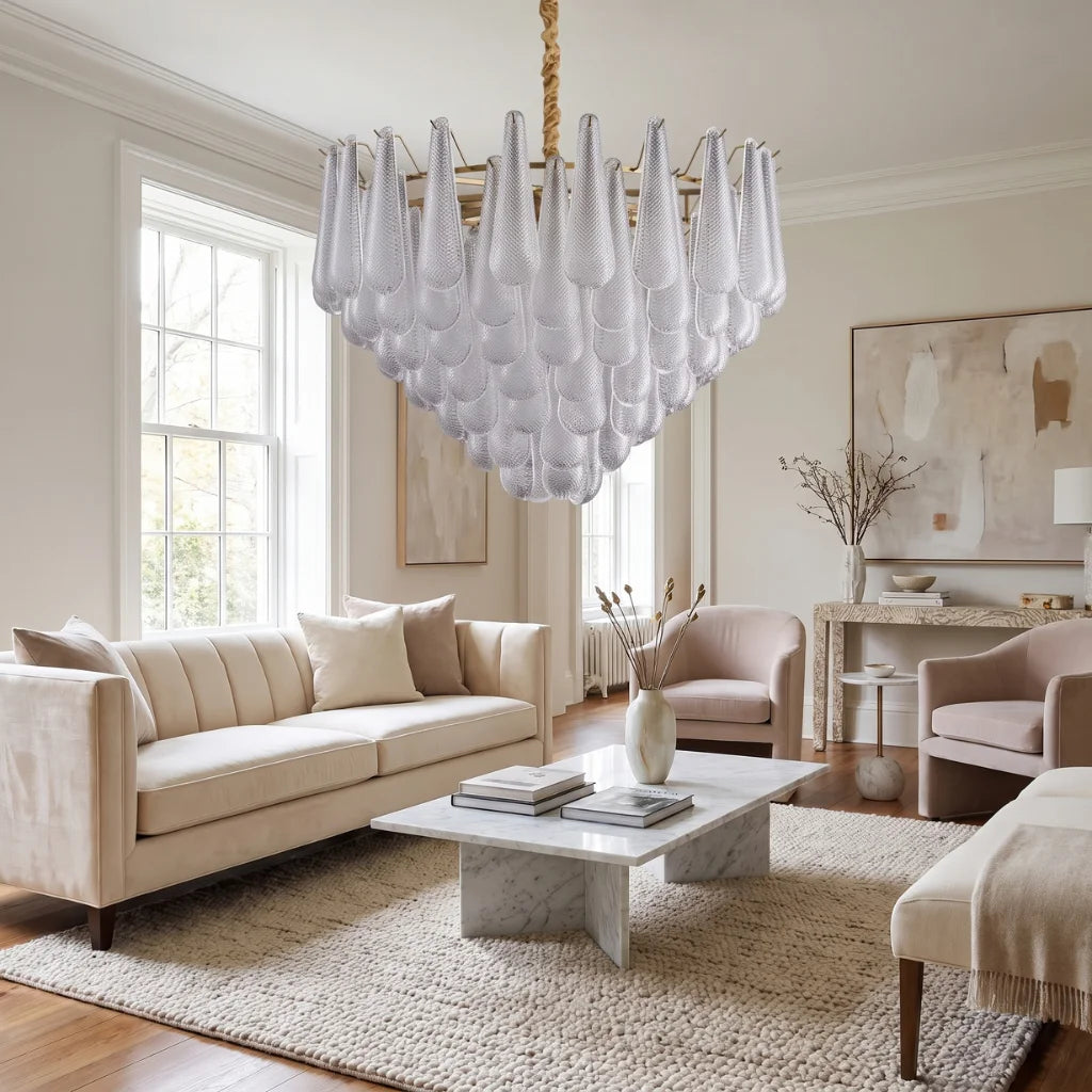 Tiered Teardrop Glass Chandelier