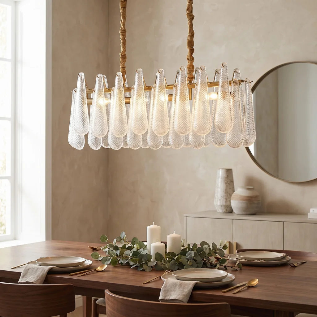 Oval Teardrop Glass Pendant Light