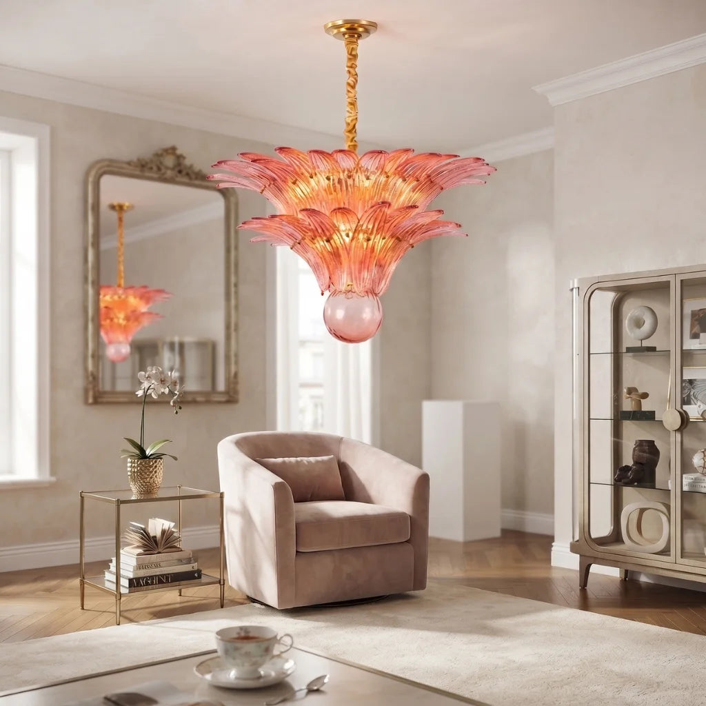 Tiered Glass Lotus Chandelier
