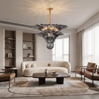 Tiered Glass Lotus Chandelier