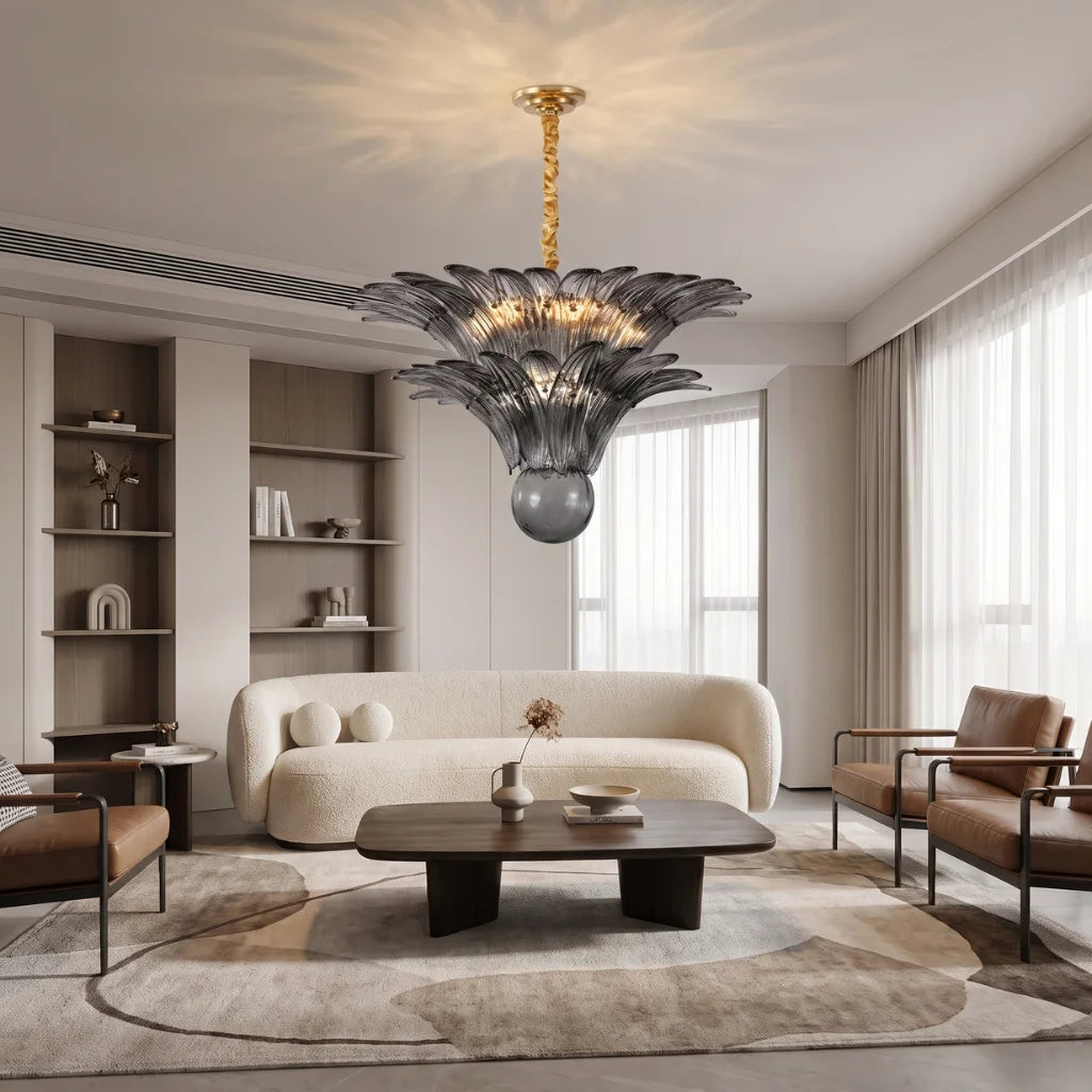 Tiered Glass Lotus Chandelier