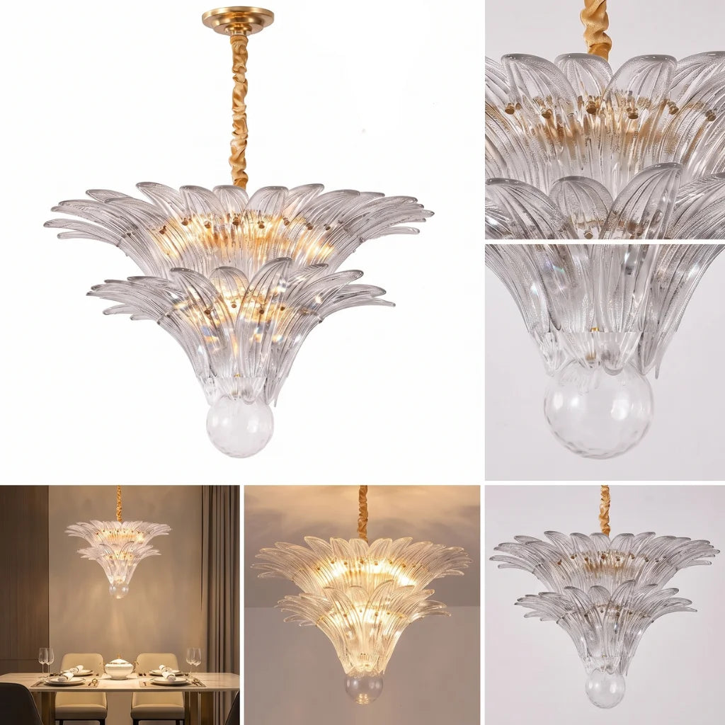 Tiered Glass Lotus Chandelier