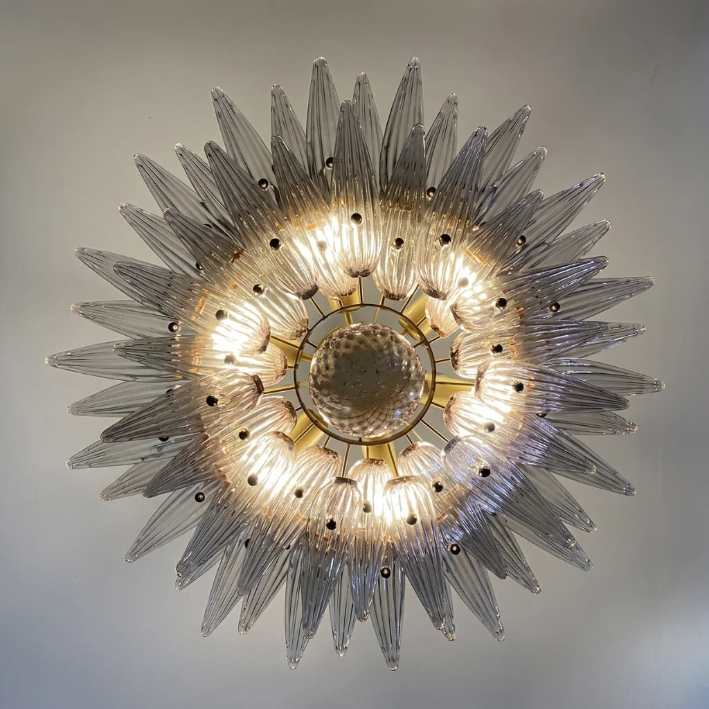 Tiered Glass Lotus Chandelier