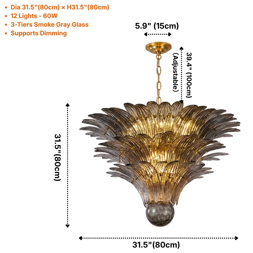 Tiered Glass Lotus Chandelier