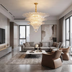 Tiered Glass Lotus Chandelier
