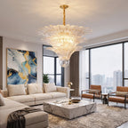 Tiered Glass Lotus Chandelier