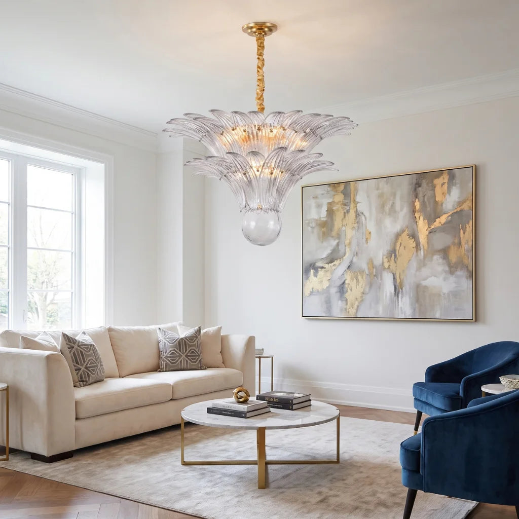 Tiered Glass Lotus Chandelier