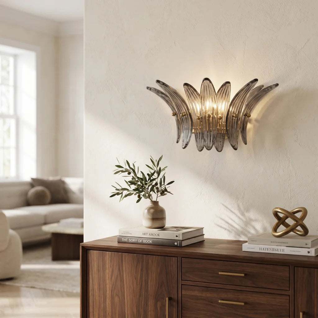 Glass Lotus Wall Sconce