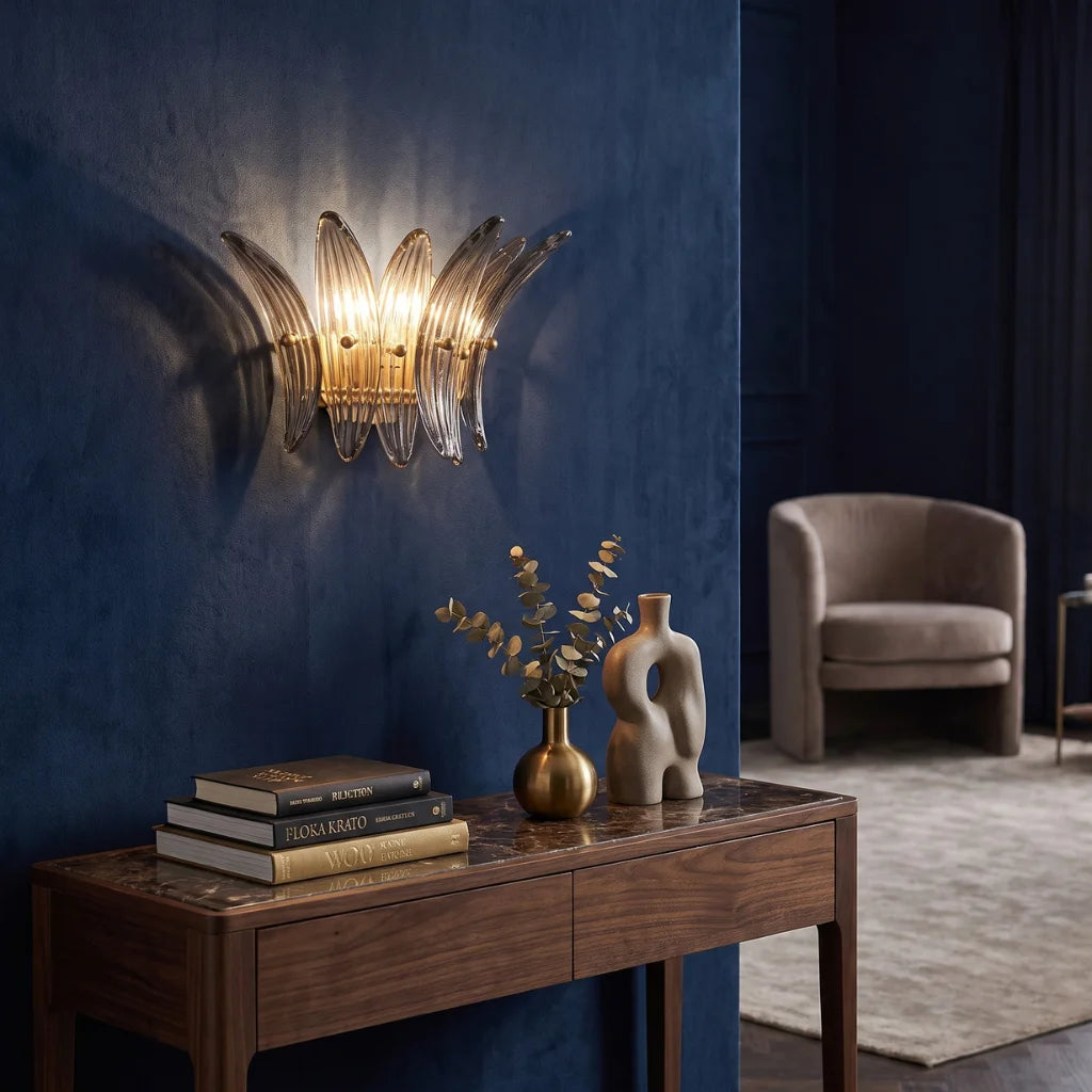 Glass Lotus Wall Sconce