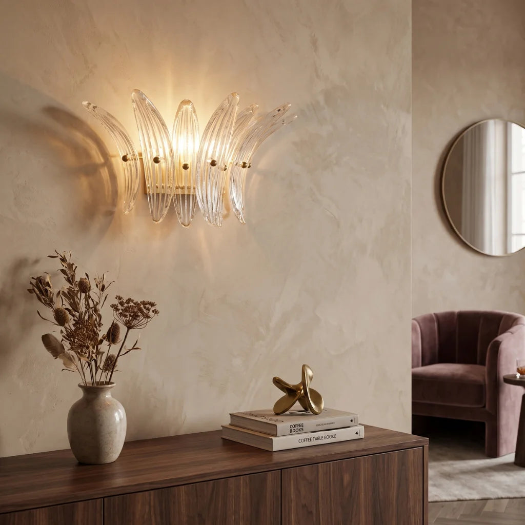 Glass Lotus Wall Sconce