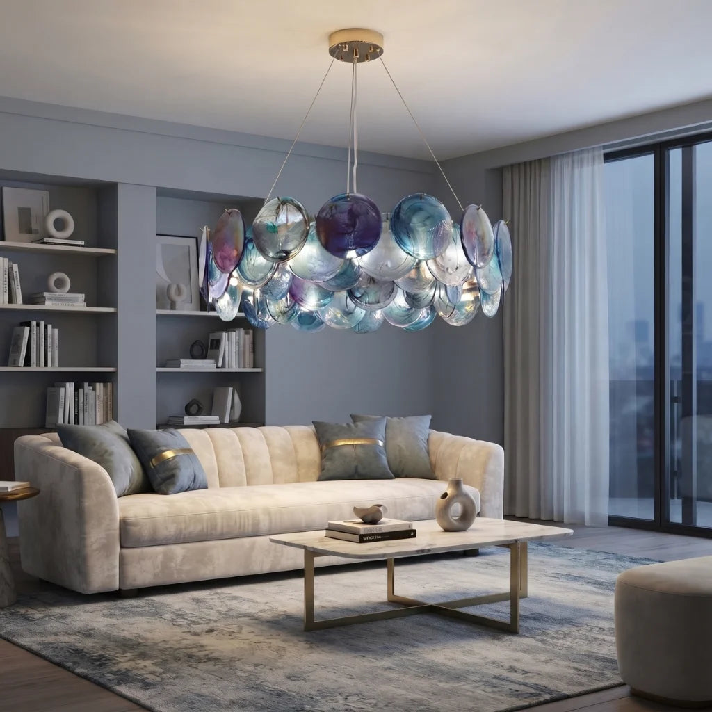 Round Glass Disc Chandelier