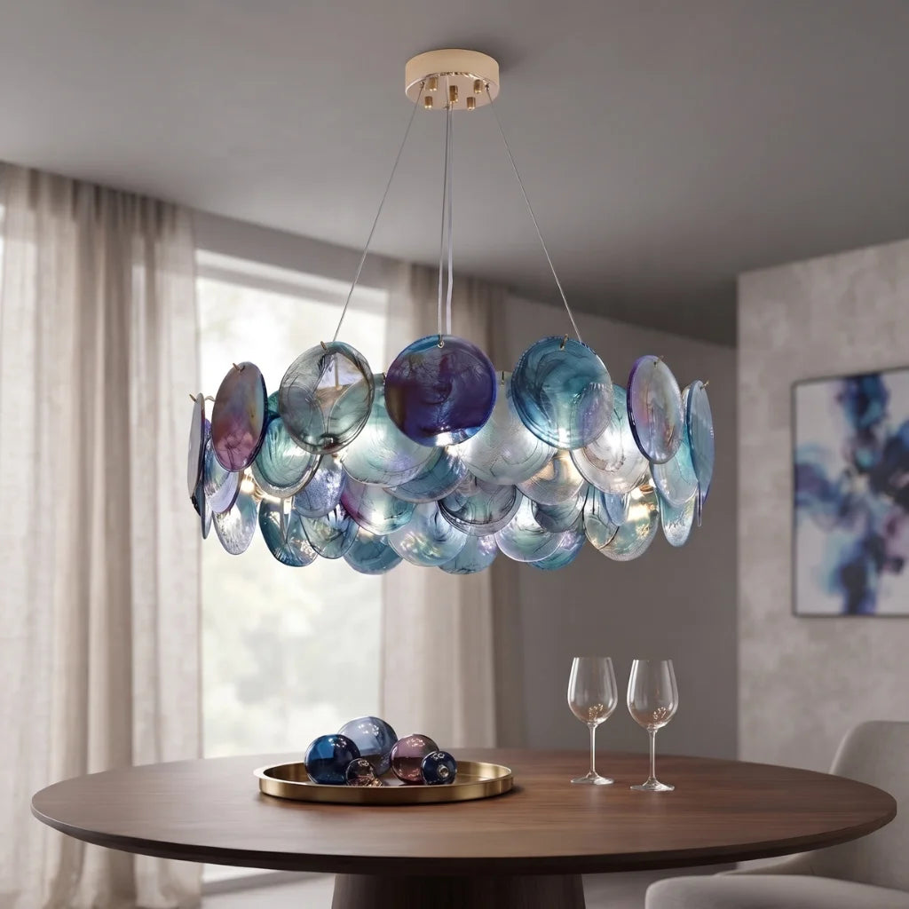 Round Glass Disc Chandelier