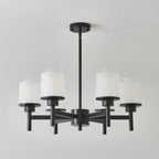 Clara matte black farmhouse chandelier adjustable height rods detail