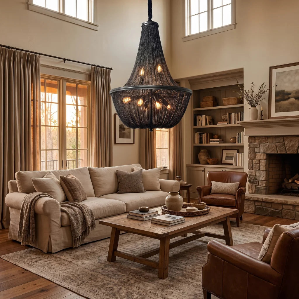 Veil Modern Brown LED Chandelier for Living Room & Dining Room