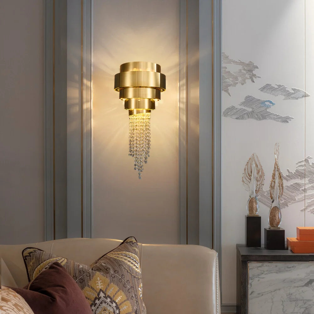 modern gold crystal sconce