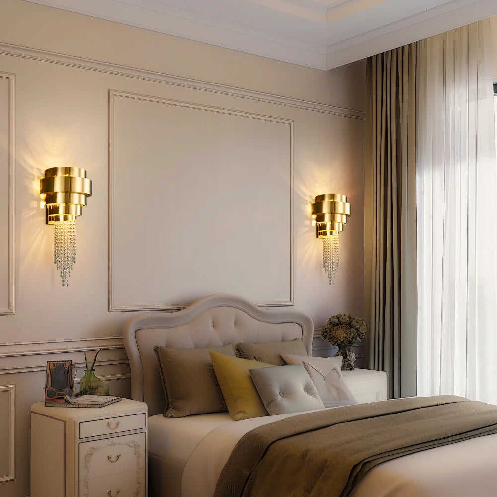 modern gold crystal sconce